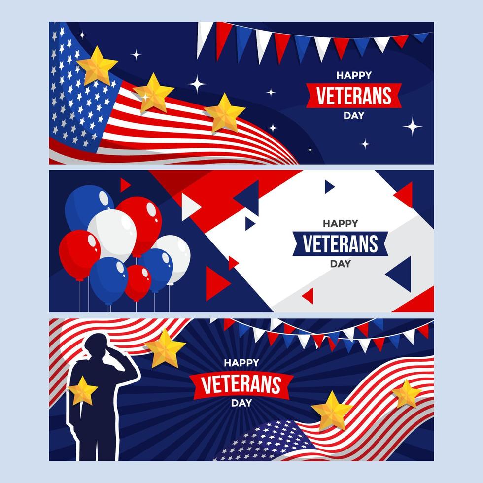 Veterans Day Banner Collection vector