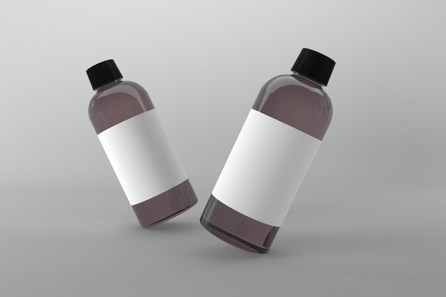 3D Rendered Bottles Mockup Template photo