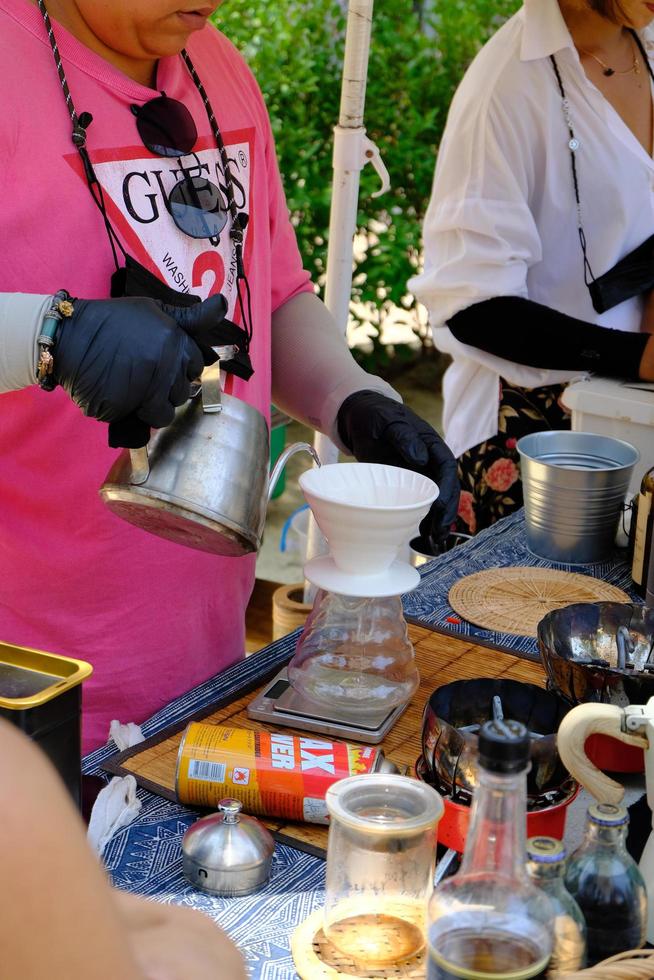 Close up photo of Barista Making Drip Coffee