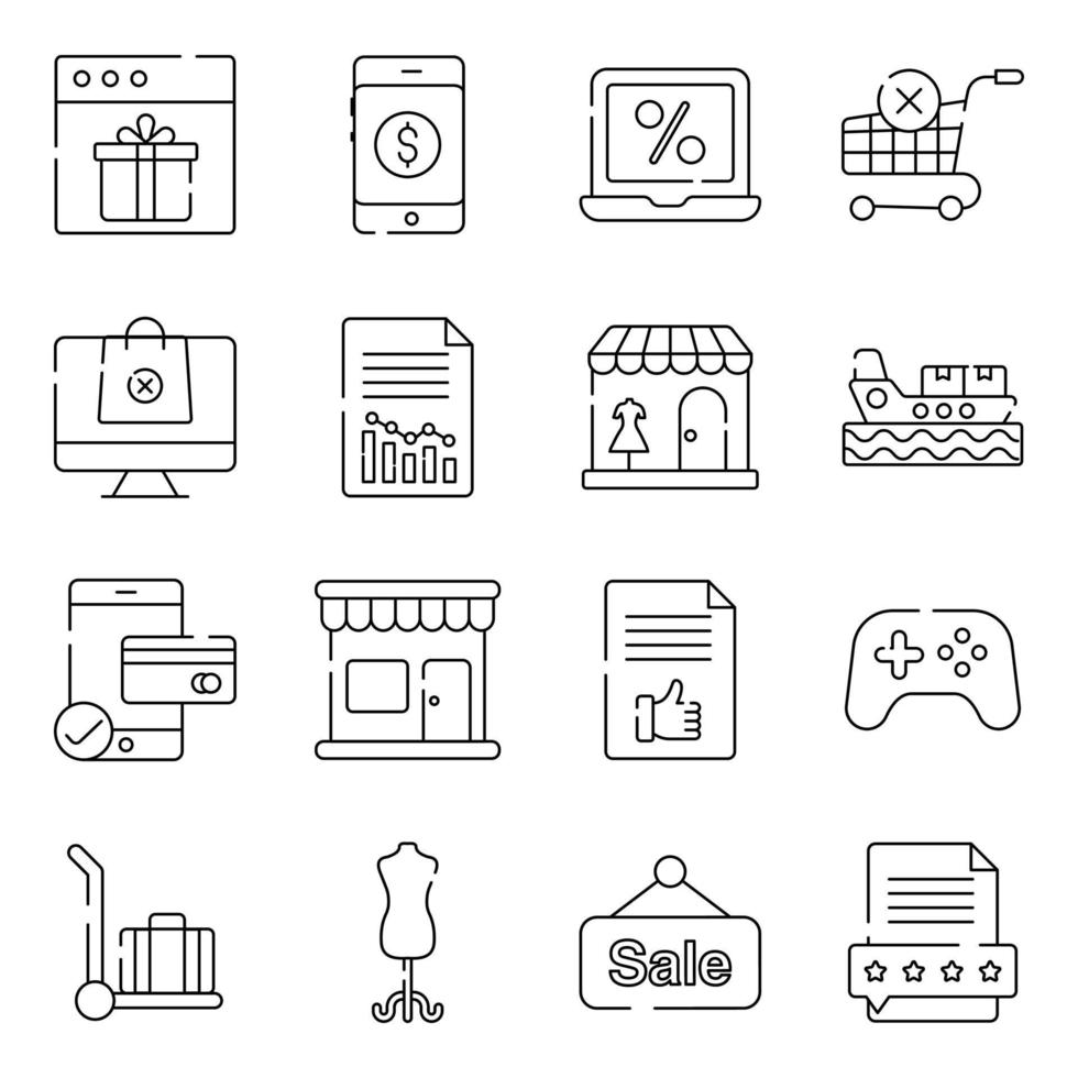 Pack of Shopping linear Icons vector