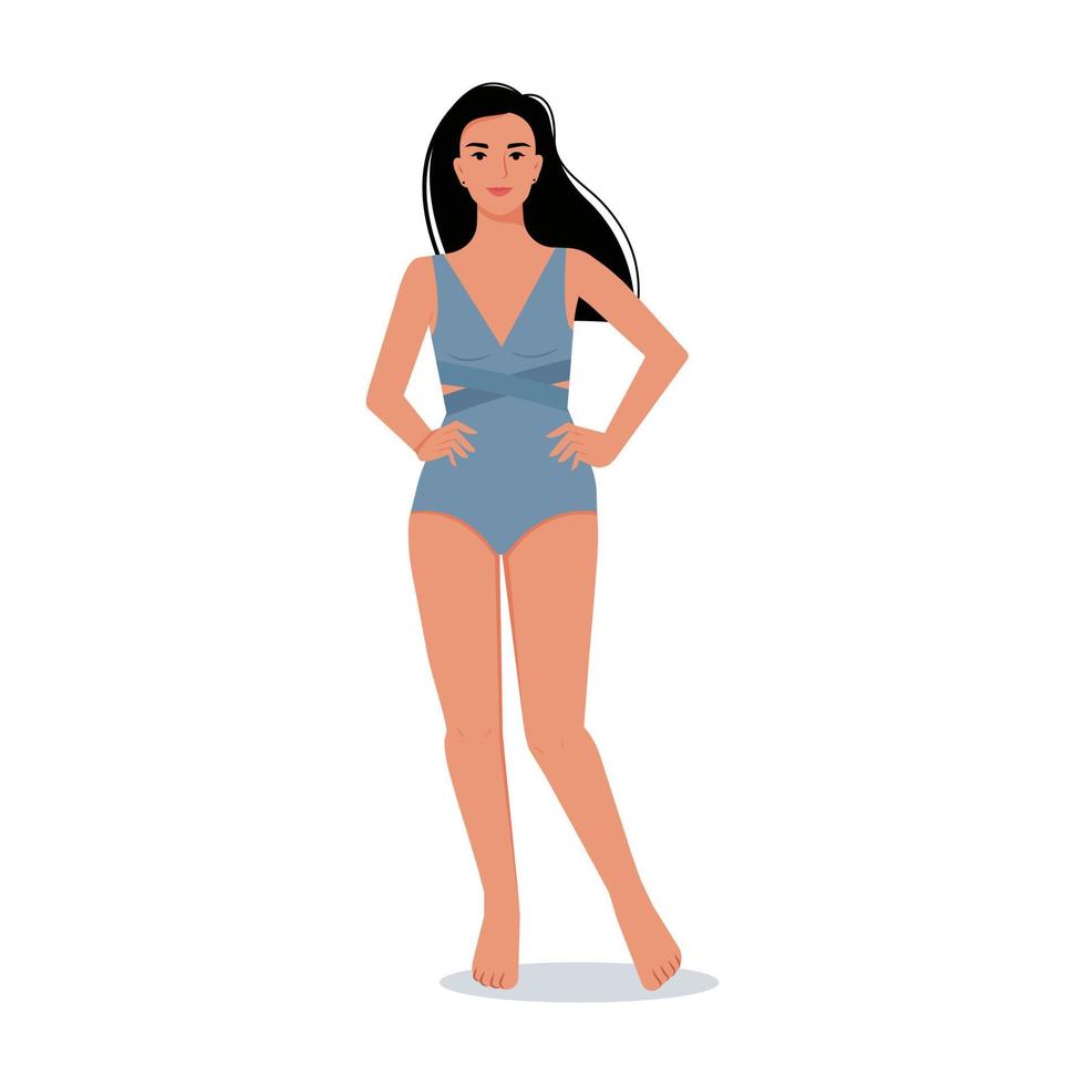 mujer moderna en traje de baño. vector personaje femenino en estilo plano