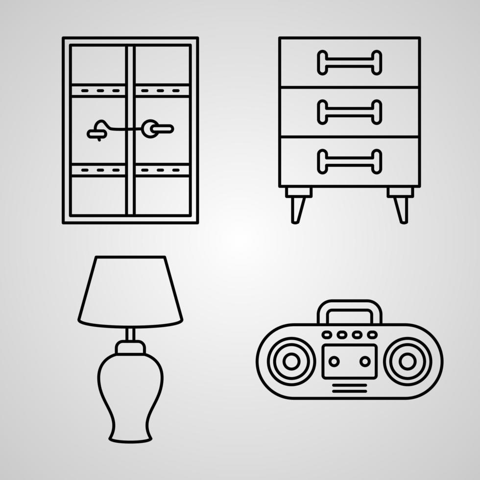 Retro Line Icon Set Collection of Vector Symbol in Trendy Outline Style