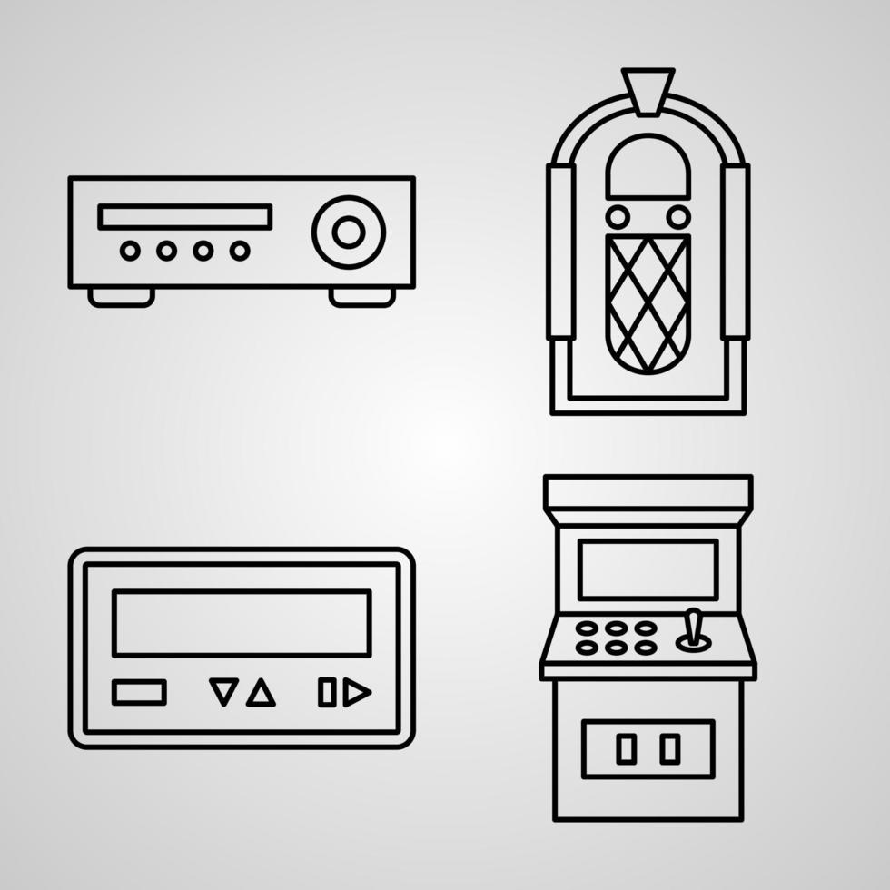 conjunto de iconos simple de iconos de línea relacionados retro vector