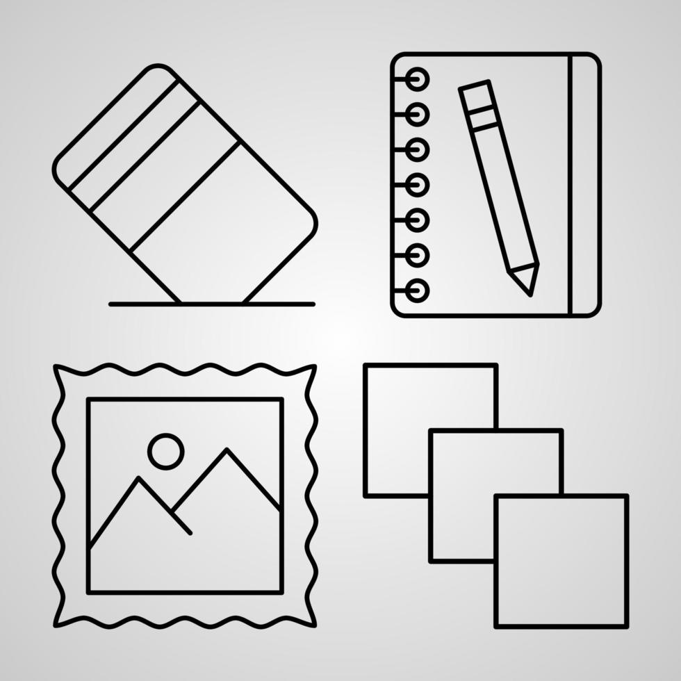 Esquema de iconos de diseñador gráfico aislado sobre fondo blanco. vector