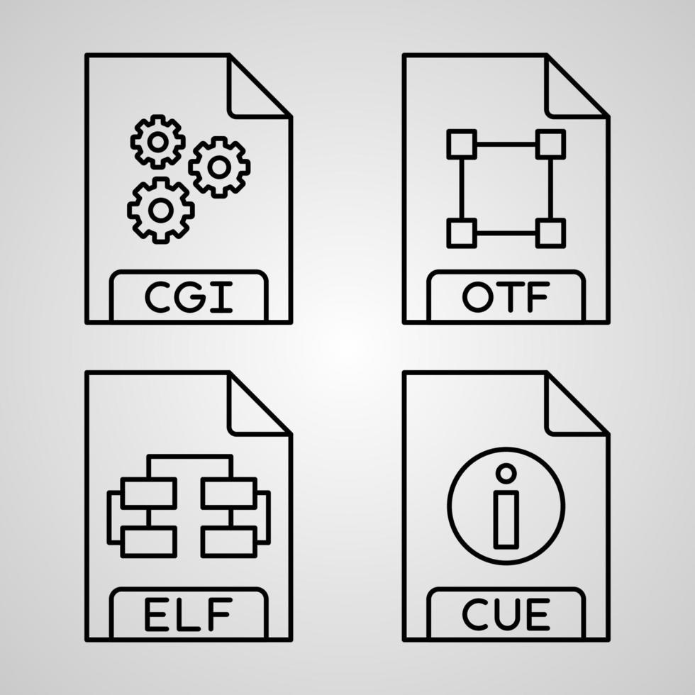 Set of File Format Icons Vector Illustration Isolated on White Background