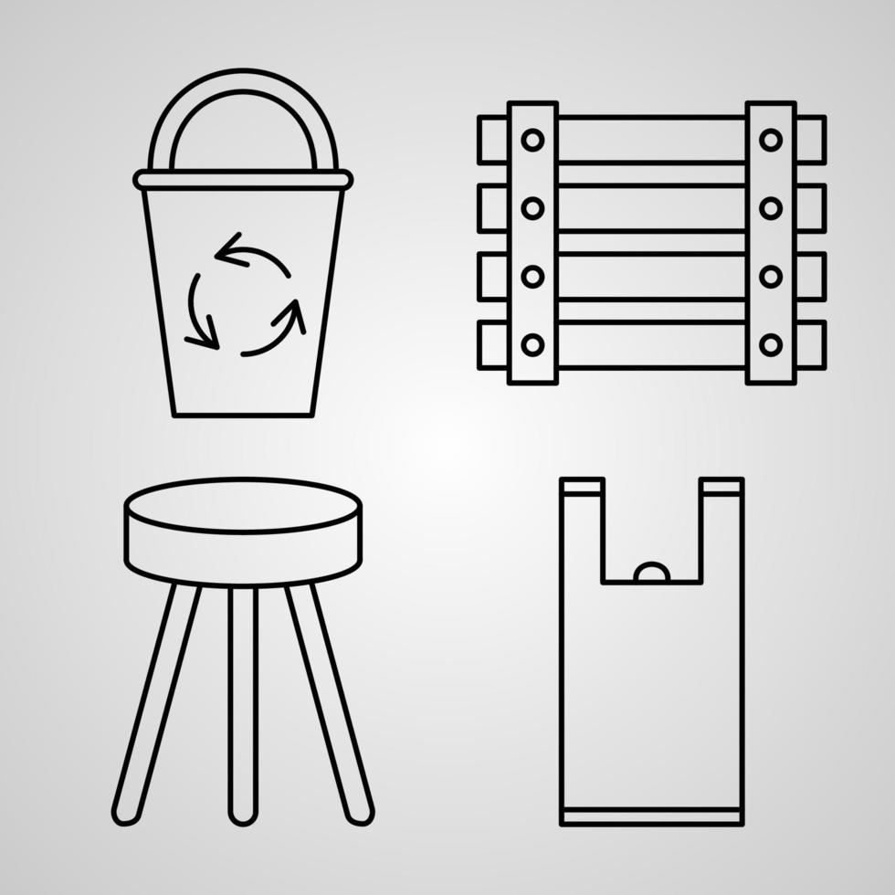 Plastic Products Line Icon Set Collection of Vector Symbol in Trendy Outline Style