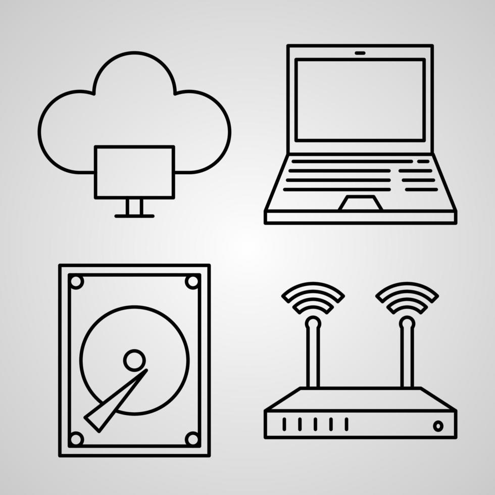 Cloud Computing Line Icon Set Collection of Vector Symbol in Trendy Outline Style