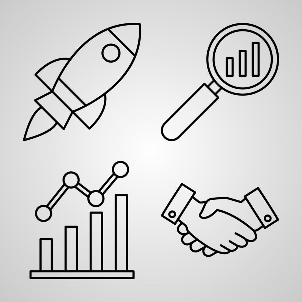 Set of Vector Line Icons of Startup
