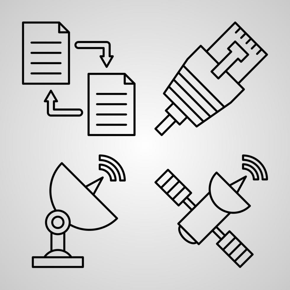 conjunto de iconos de líneas vectoriales de computación en la nube vector