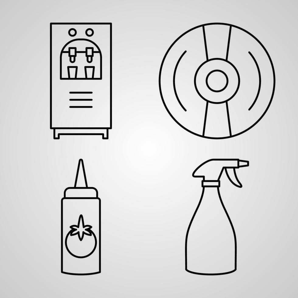 Simple Set of Plastic Products Vector Line Icons