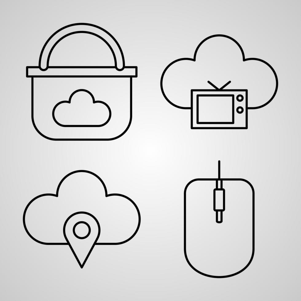 Cloud Computing Symbol Collection On White background Cloud Computing Outline Icons vector