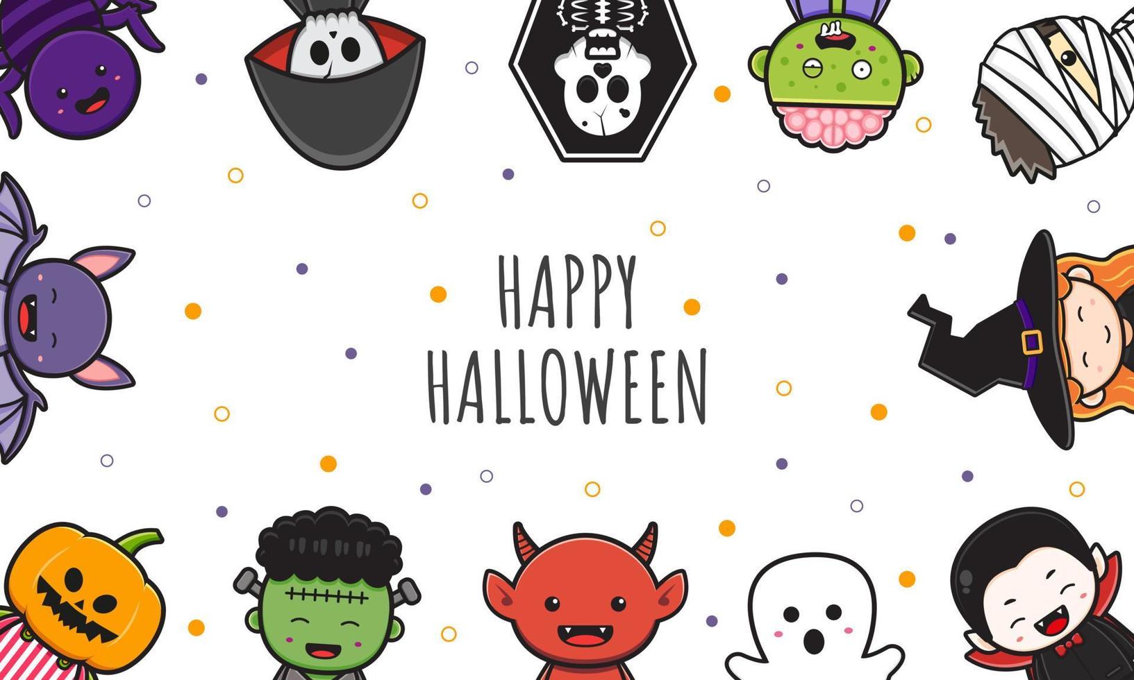 Cute halloween character background banner cartoon illustration vector