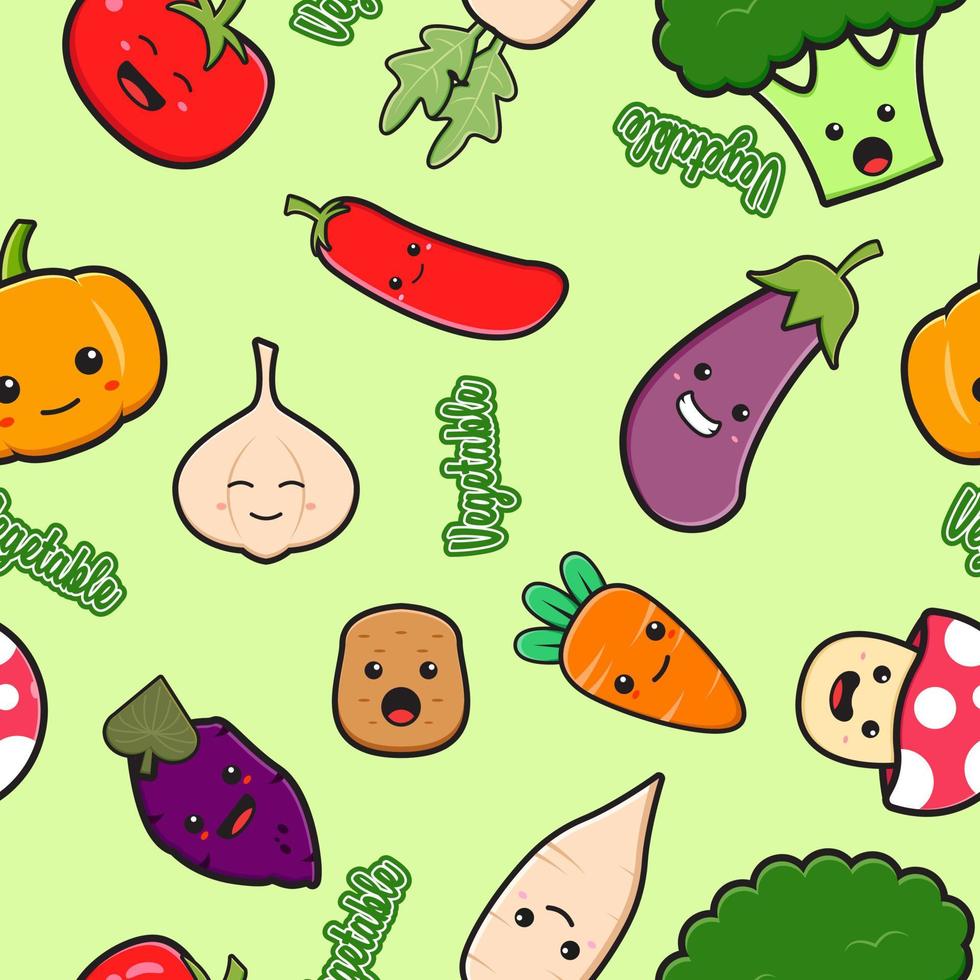 Cute vegetable seamless pattern background cartoon illustration vector