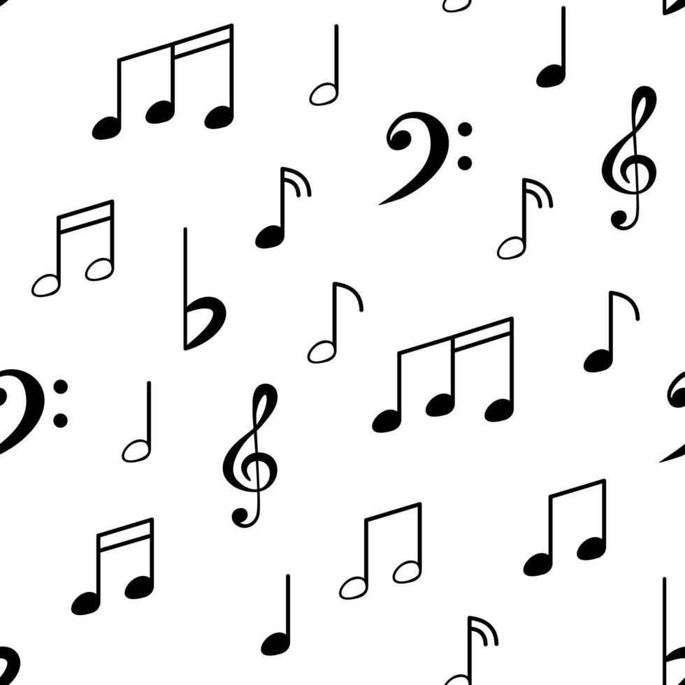 patrón de notas musicales negras. puede decorar una página web como fondo o en un embalaje, tela vector