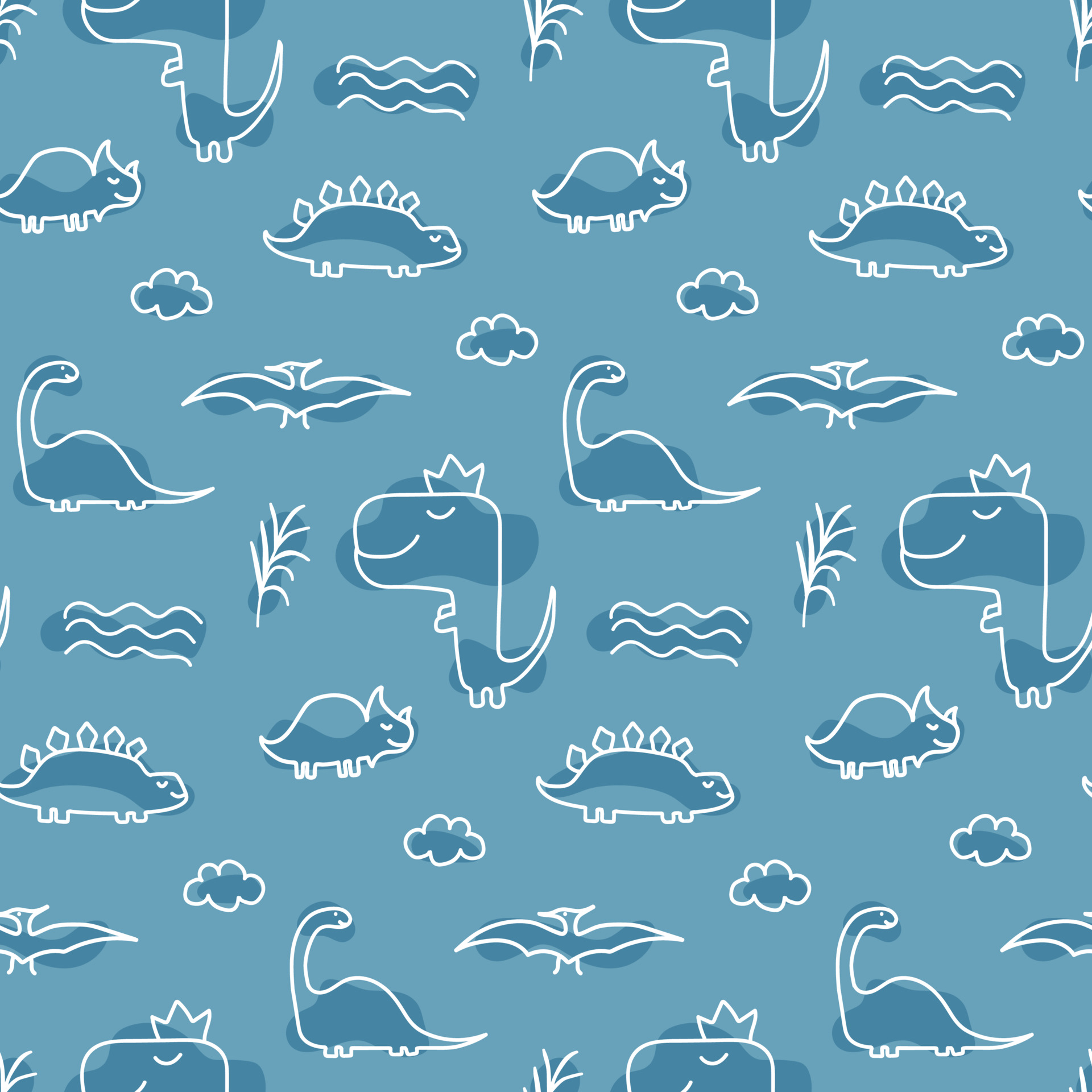 Dino background. Seamless pattern with dinosaurs, baby pattern