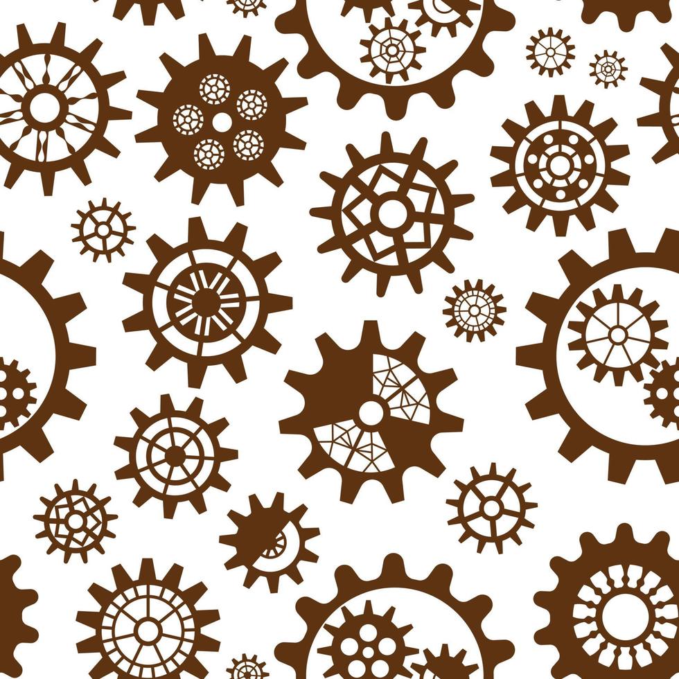 Steampunk gear pattern. Vintage cogwheels and gears vector