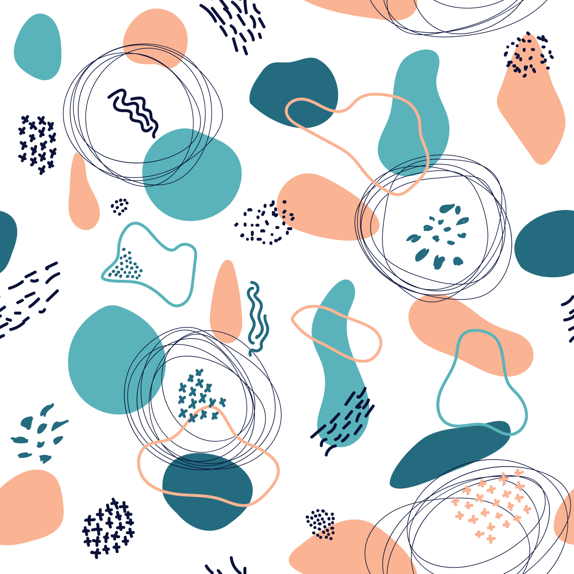 Seamless abstract doodle pattern of spots and lines. Suitable for a ...