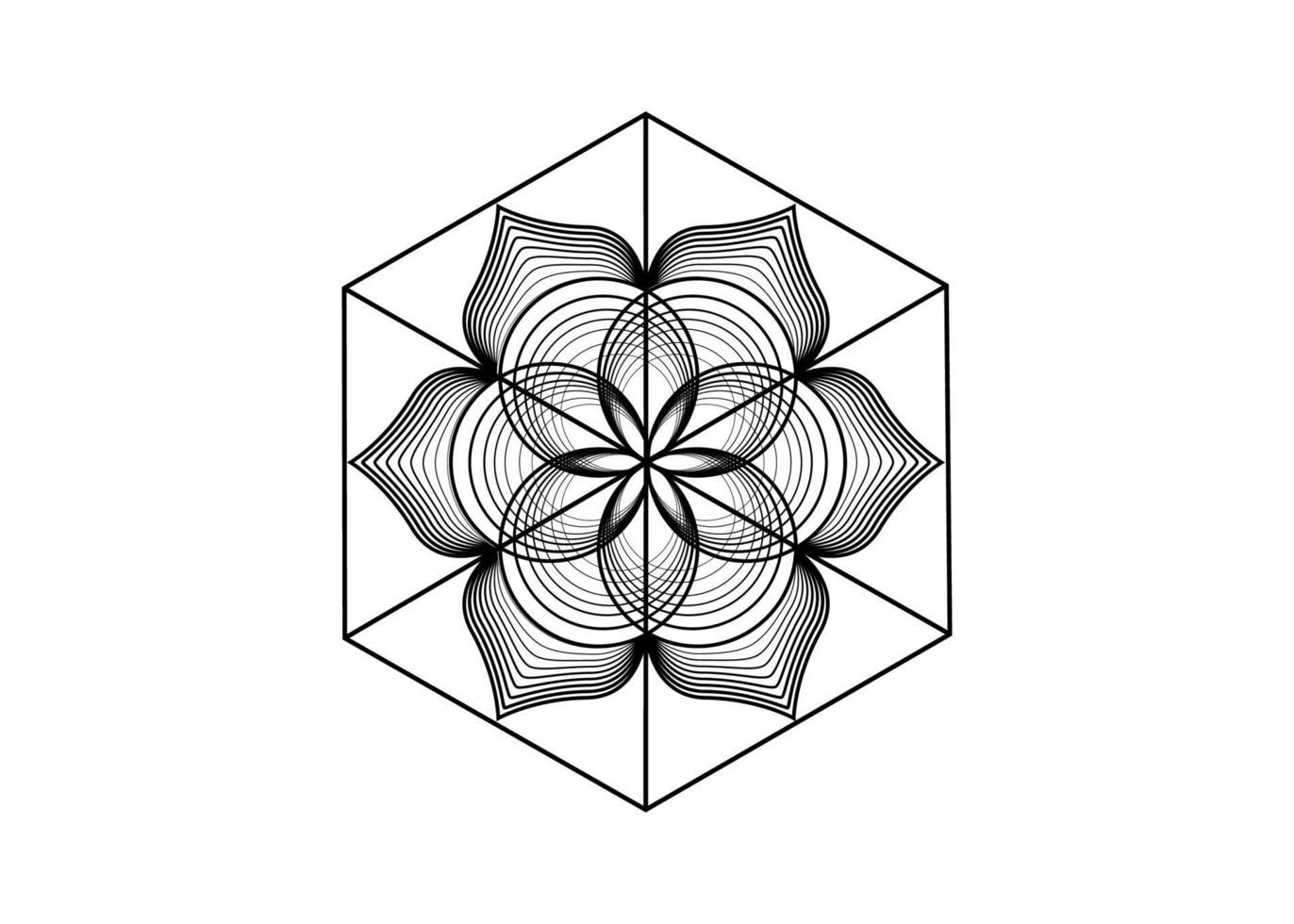 Seed of life symbol Sacred Geometry. Logo icon Geometric mystic mandala of alchemy esoteric Flower of Life. Vector black lines, Yantra, chakra or lotus divine meditative amulet isolated on white