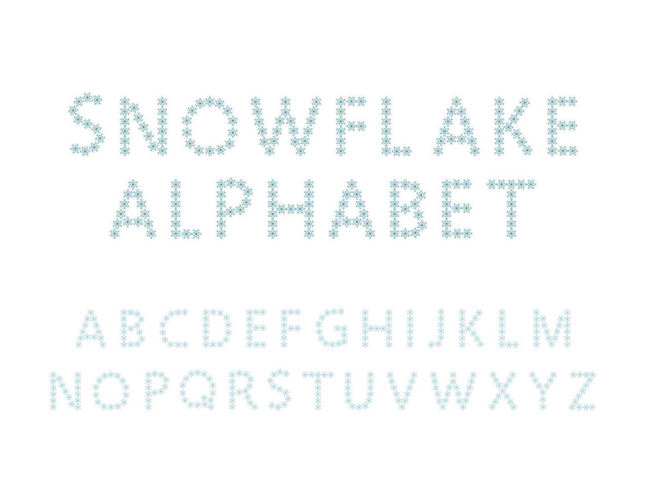 Snowflake alphabet. Simple line letters. Festive text for New year and Christmas vector