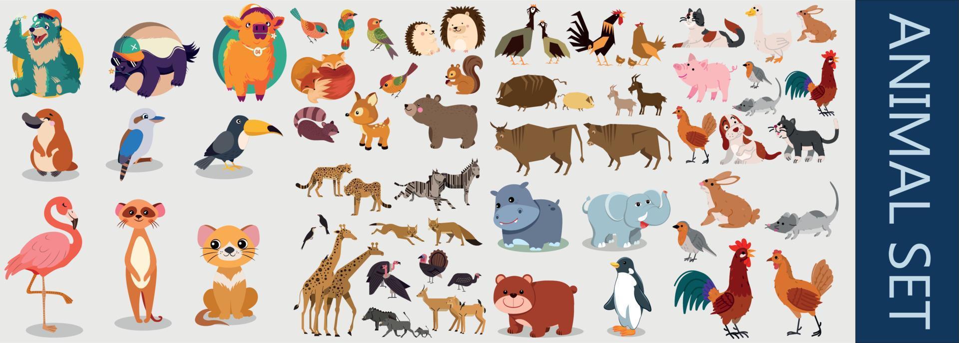 A large set of animals of the world vector