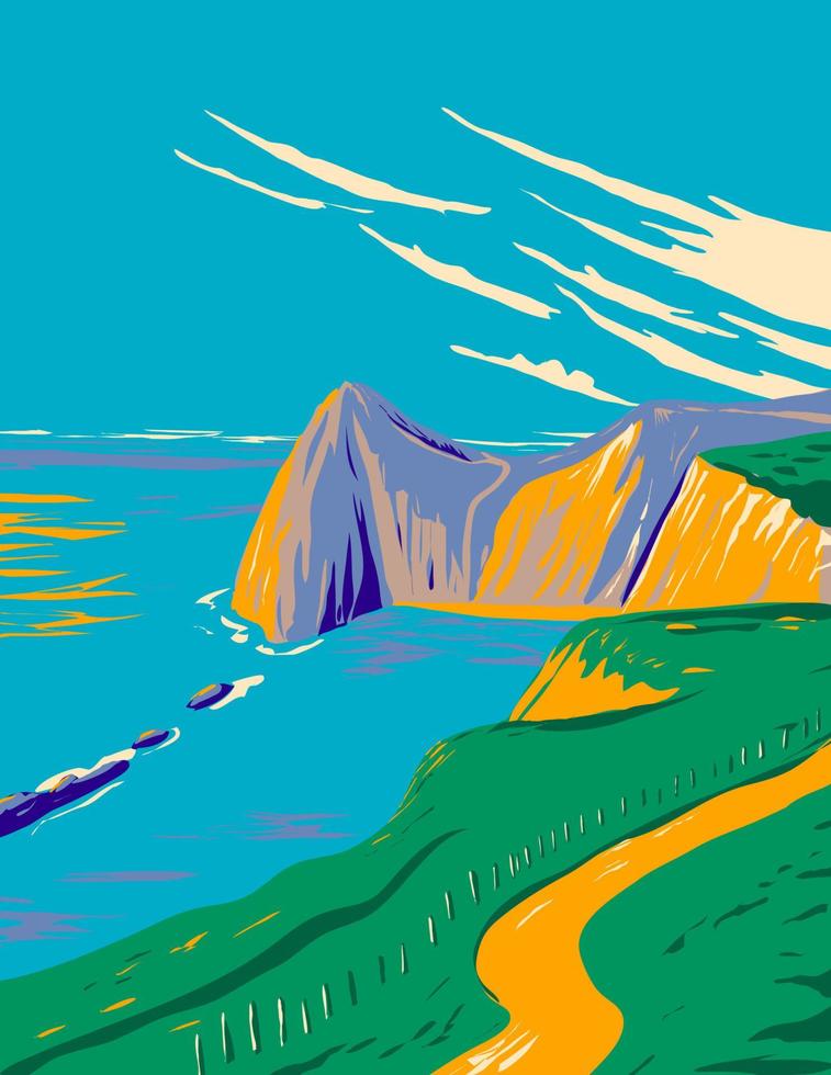 Durdle Door Back View Dorset England WPA Art vector