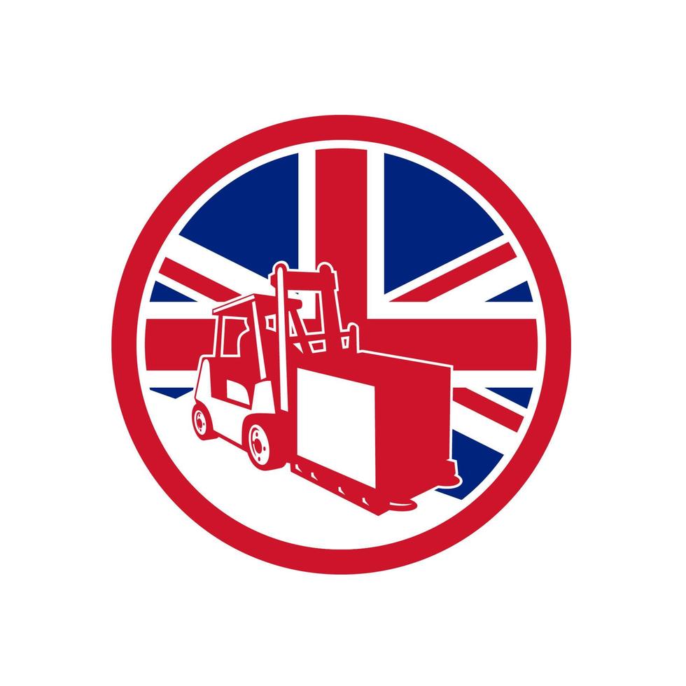 forklift truck lift box UK Flag mascot vector