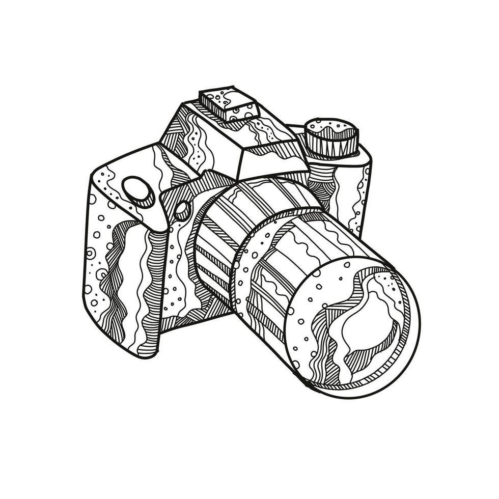 arte del doodle de la cámara réflex digital vector