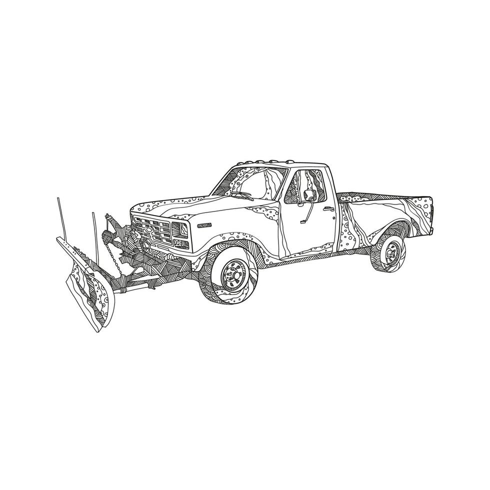 Snowplow truck DOODLE vector