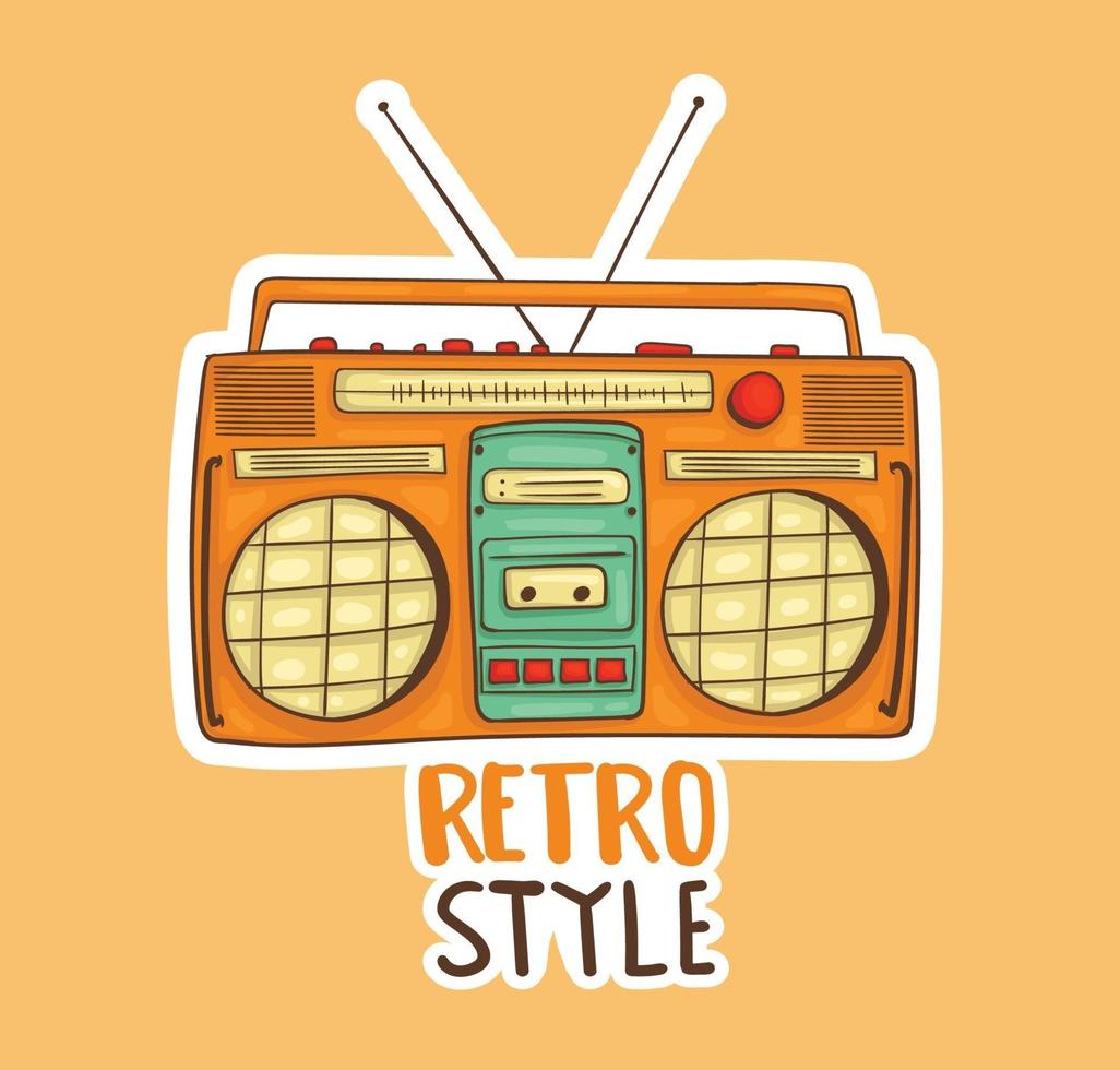 colorful hand drawn classic radio stickers vector