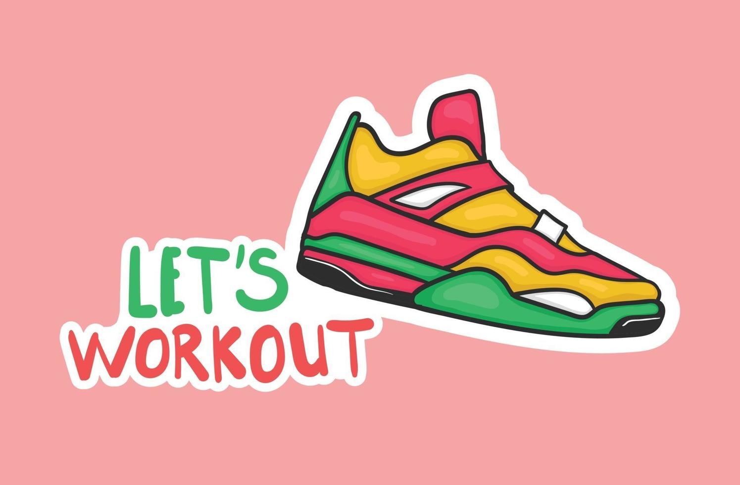 Colorful Hand drawn workout stickers collection vector