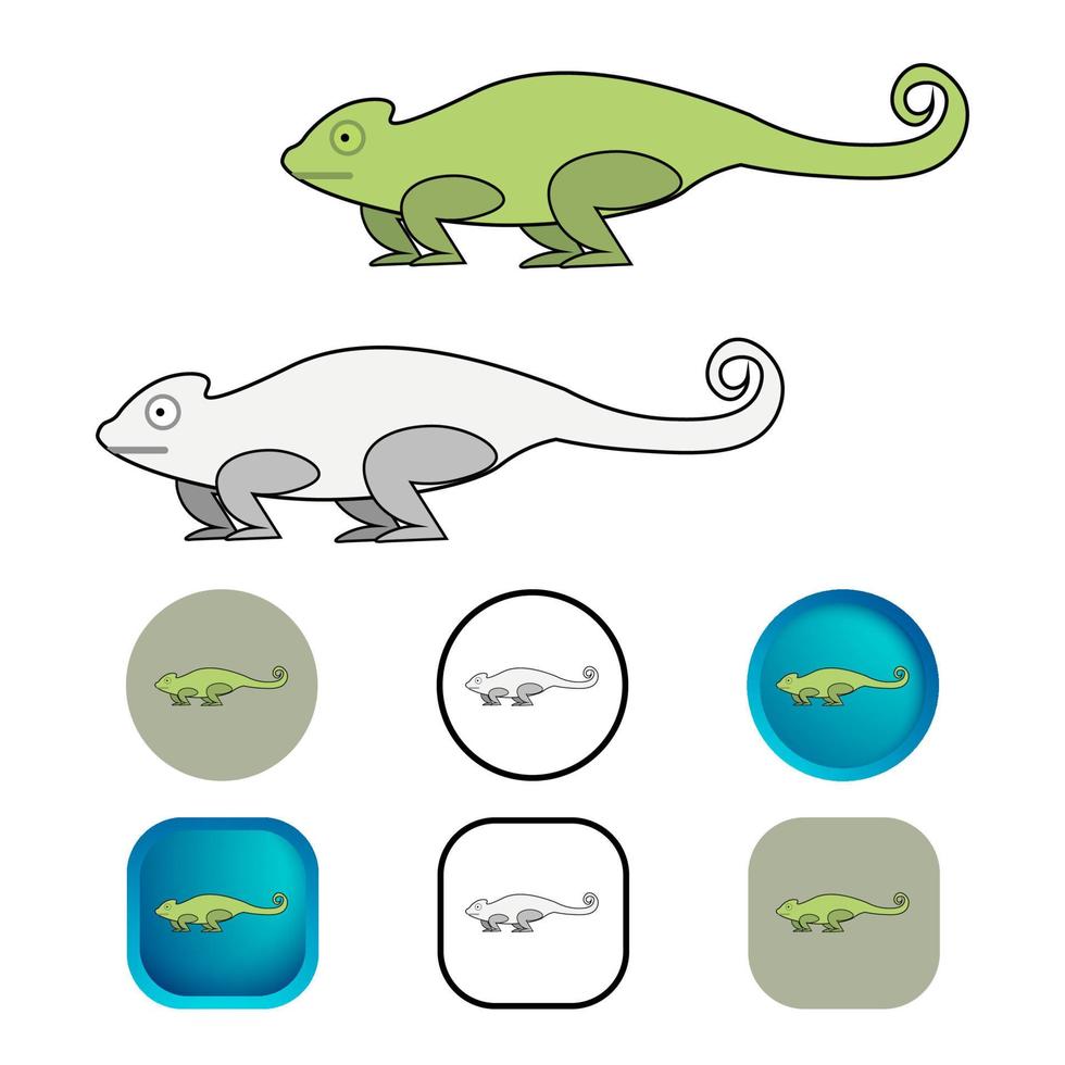 colección de iconos de reptiles camaleón plano vector