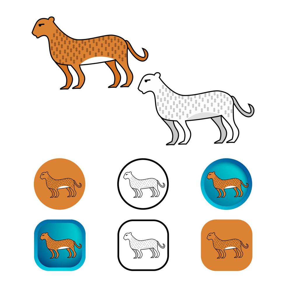 colección de iconos de animales de guepardo plano vector