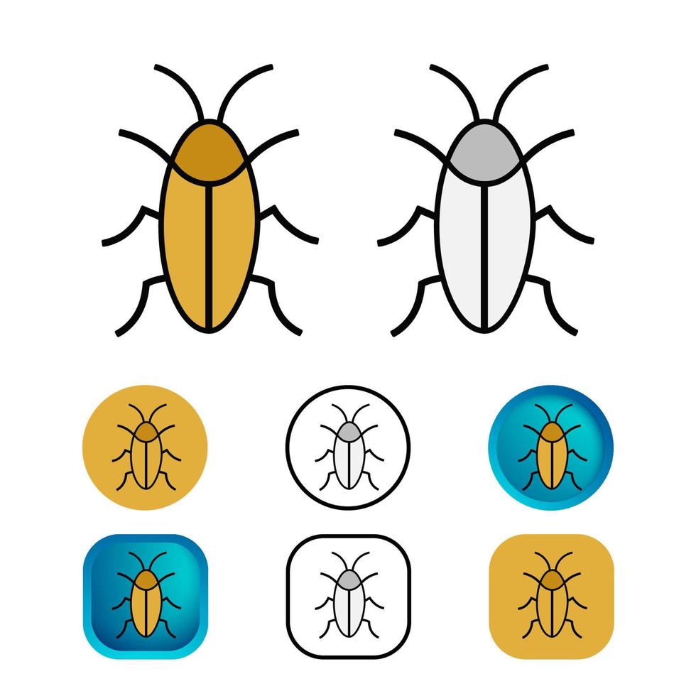colección de iconos de insectos cucarachas planas vector