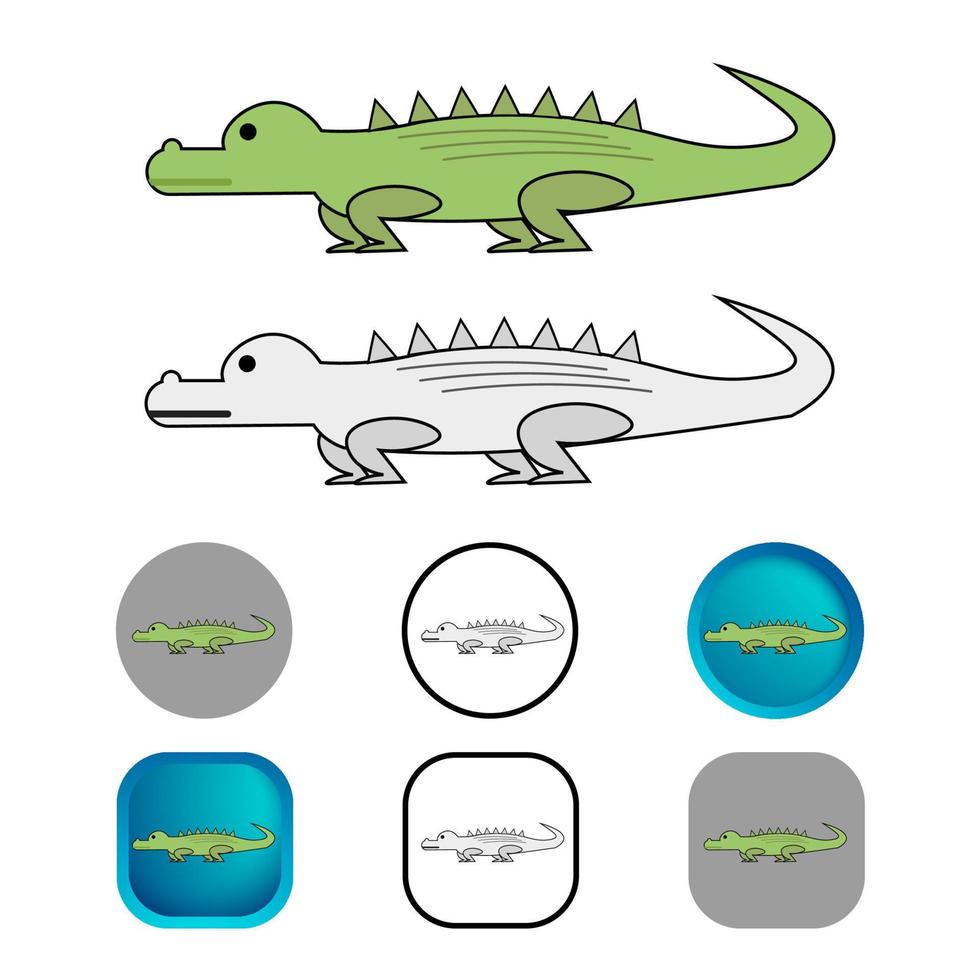 colección de iconos de animales de cocodrilo plano vector