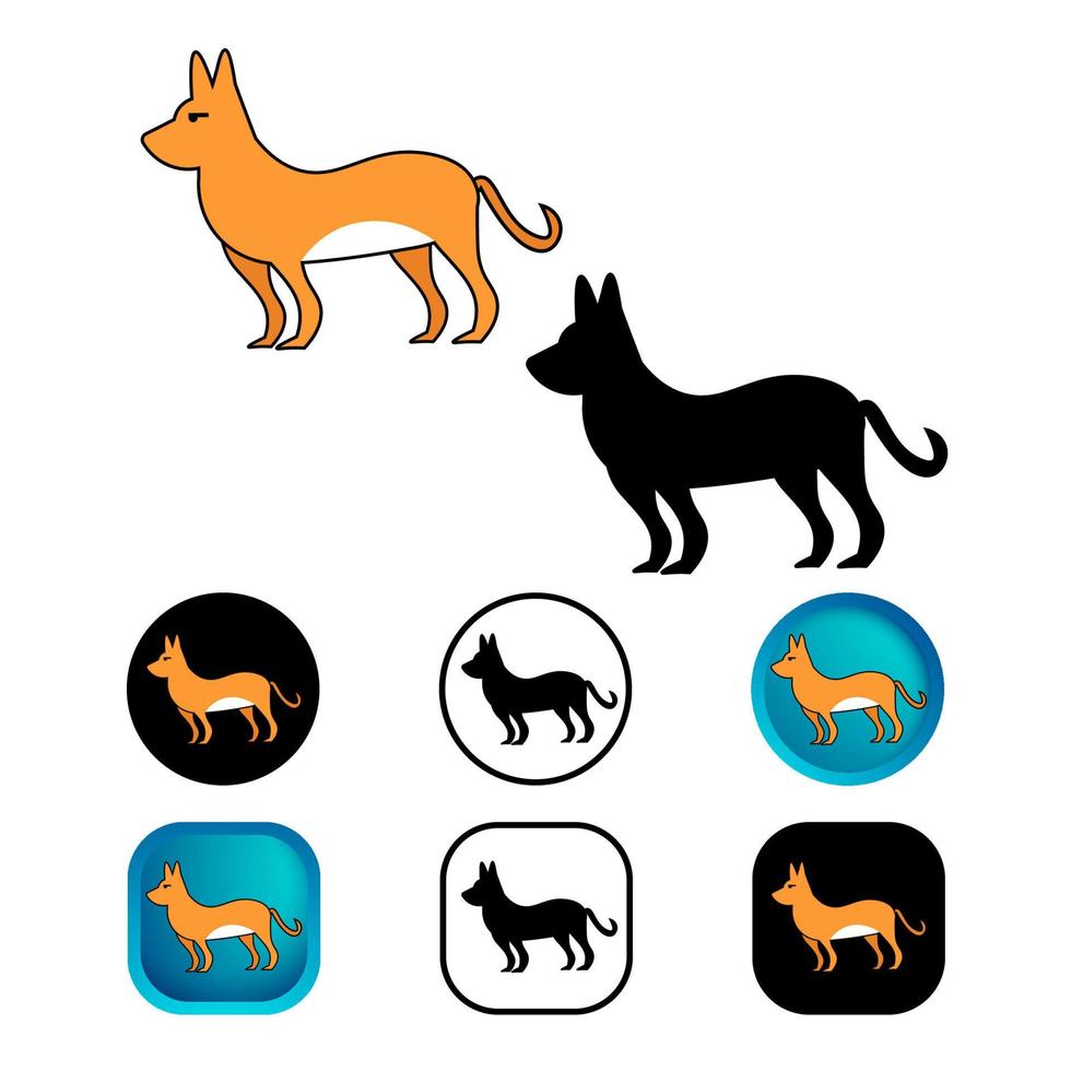 Flat Dog Animal Icon Collection vector