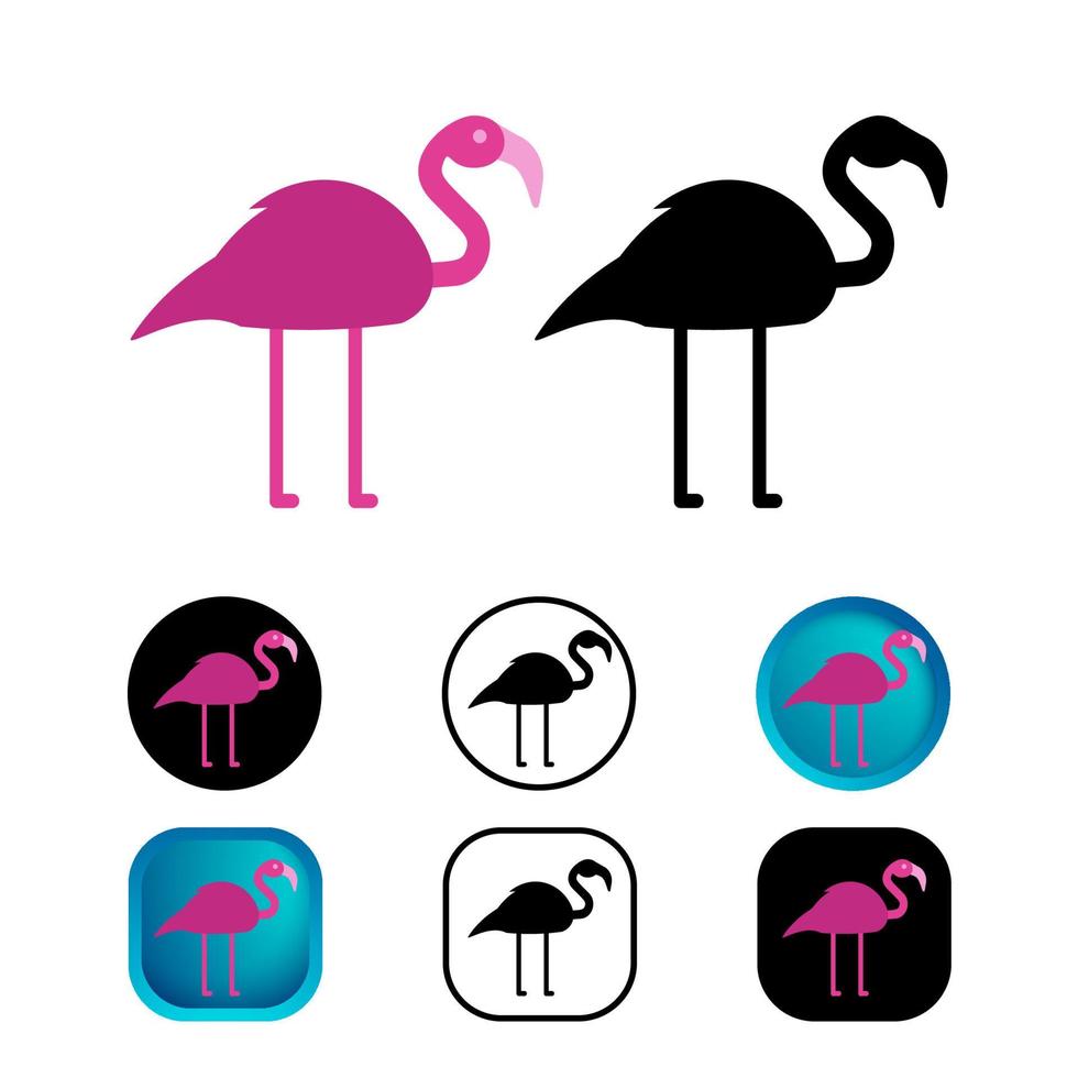 Flat Flamingo Animal Icon Collection vector