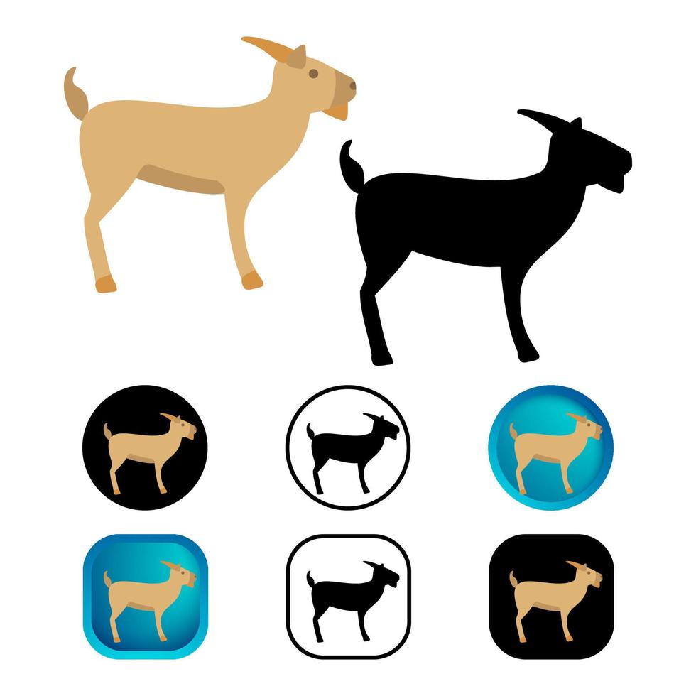 Flat Goat Animal Icon Collection vector