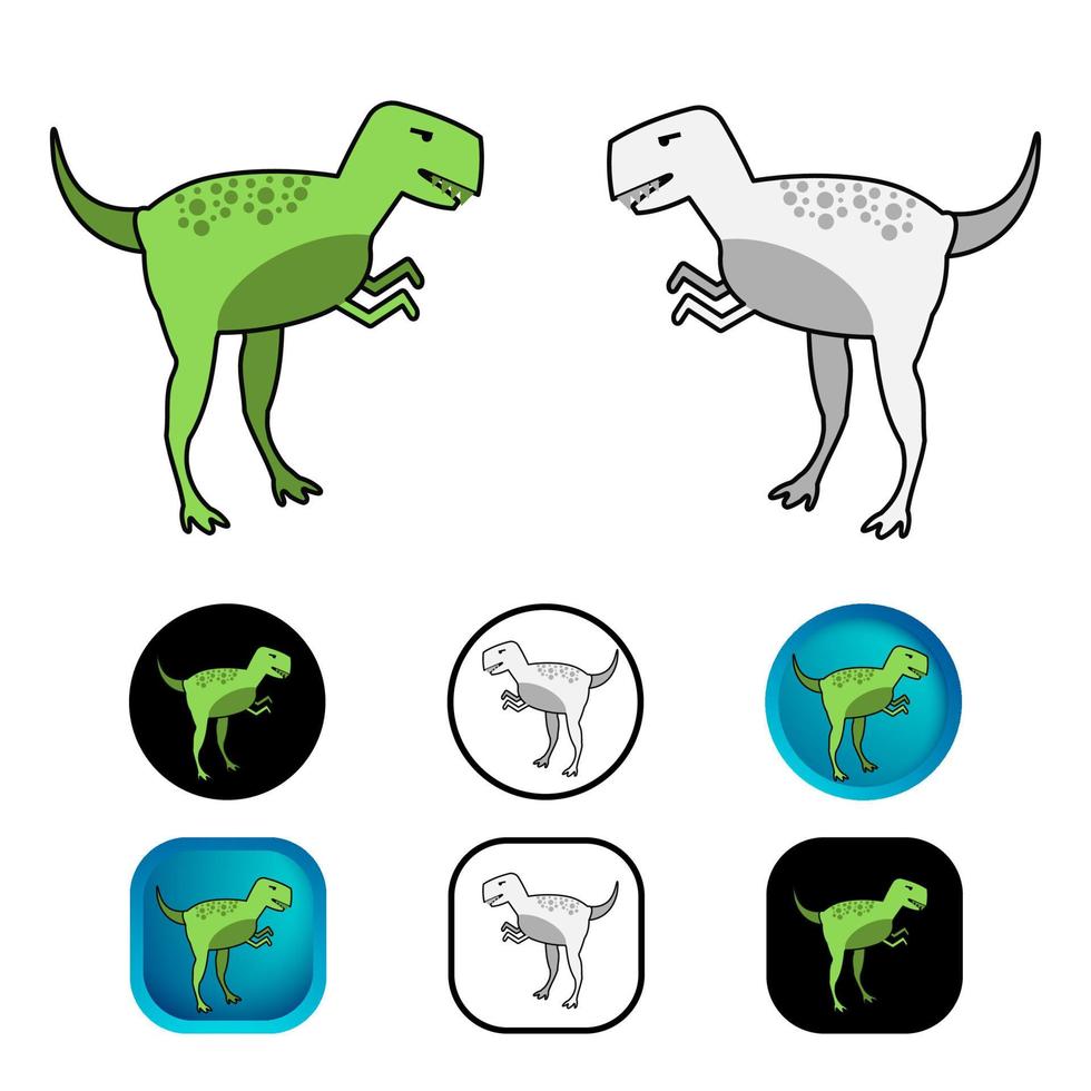 Flat Gorgosaurus Dinosaur Icon Collection vector