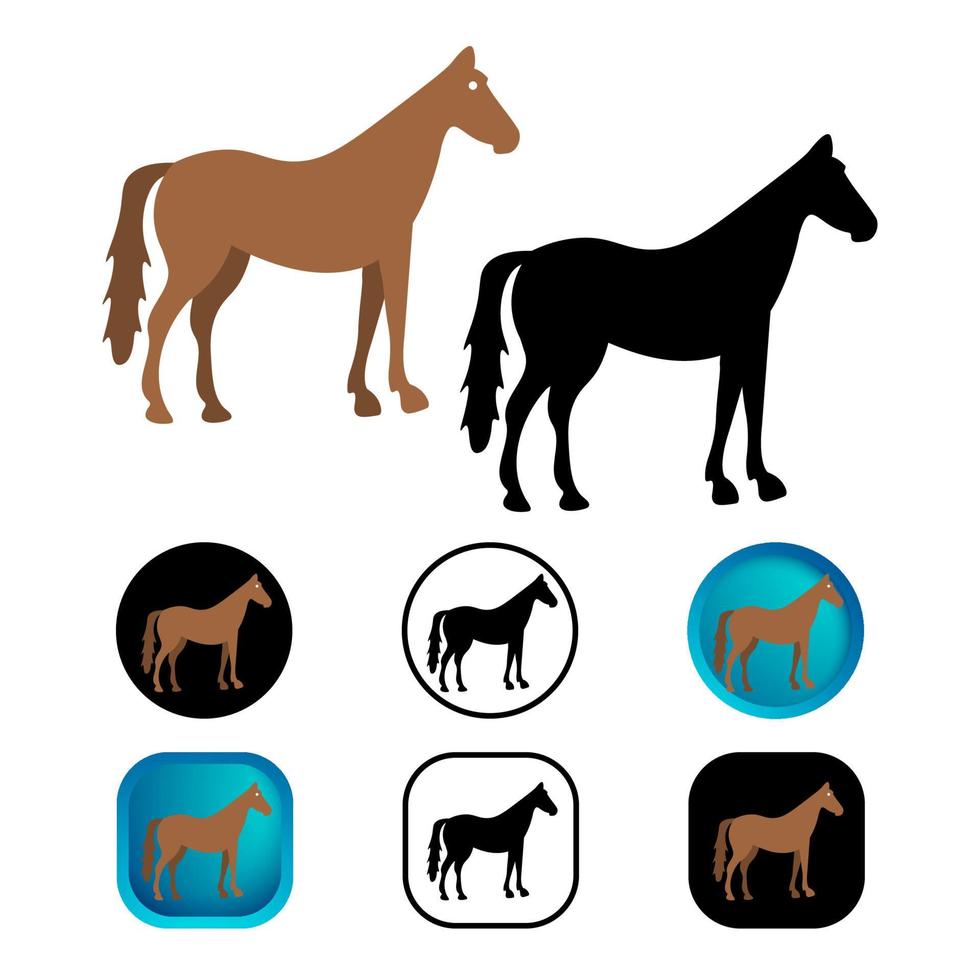 colección de iconos de animales de caballo plano vector