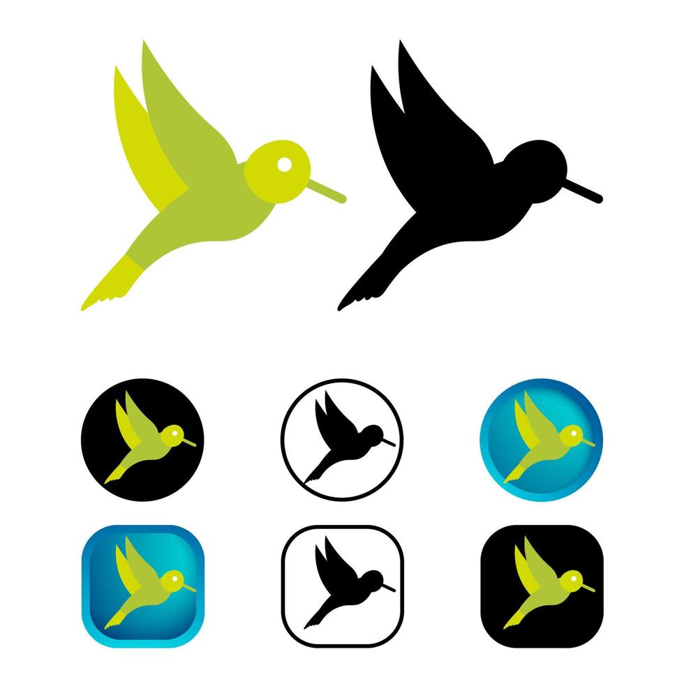 Flat Humming Bird Icon Collection vector