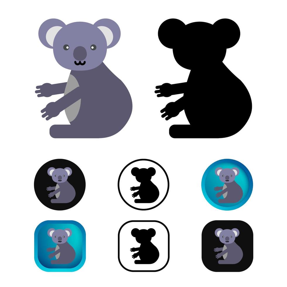 colección plana de iconos de animales koala vector