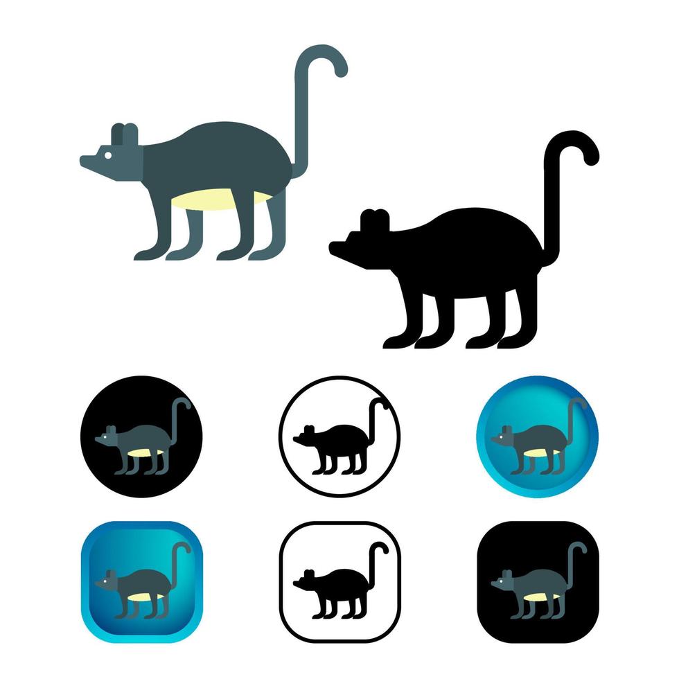 colección de iconos de animales lémur plano vector