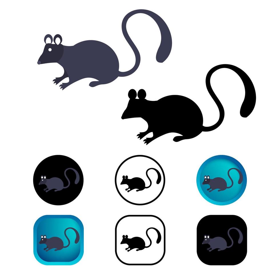 colección de iconos de animales de ratón plano vector