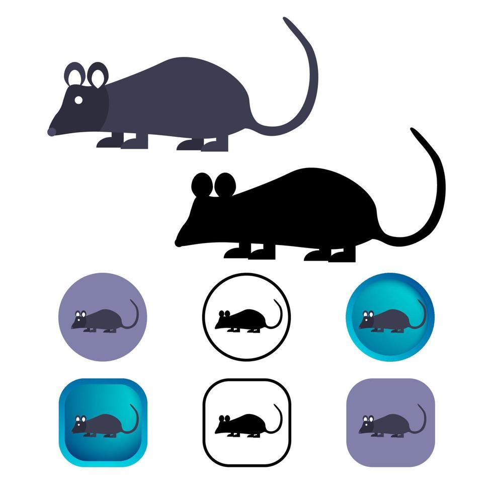 colección de iconos de animales de rata plana vector