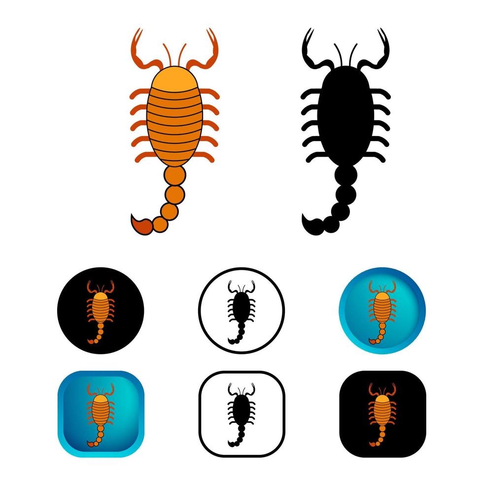 colección de iconos de animales escorpión plano vector