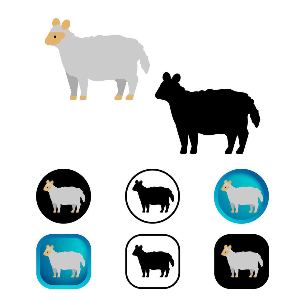 colección de iconos de animales de oveja plana vector