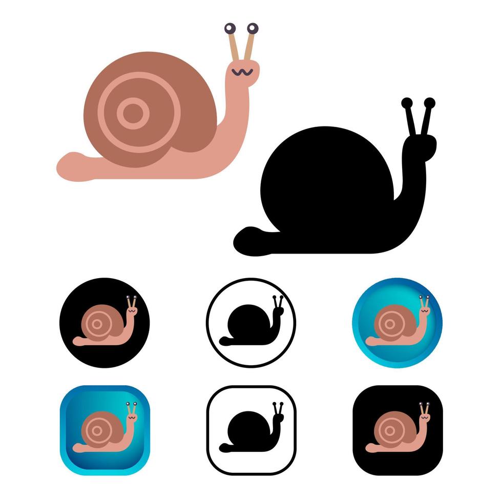 colección de iconos de animales de caracol plano vector