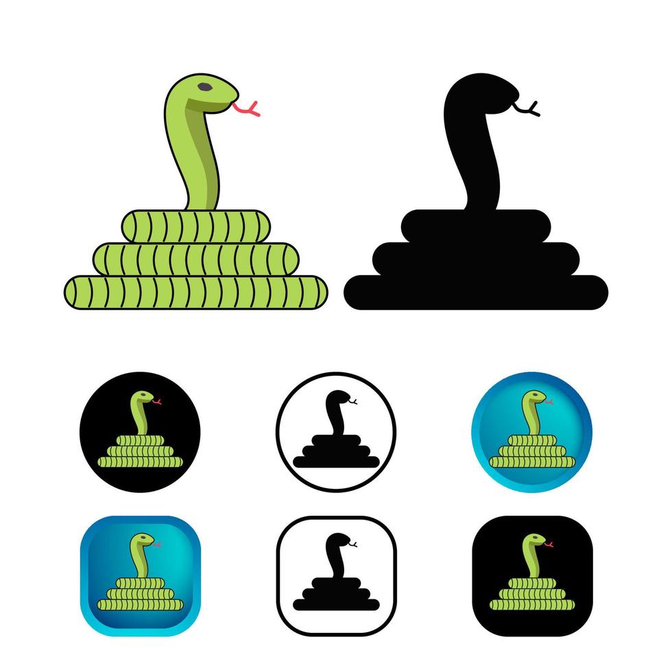 colección de iconos de animales de serpiente plana vector