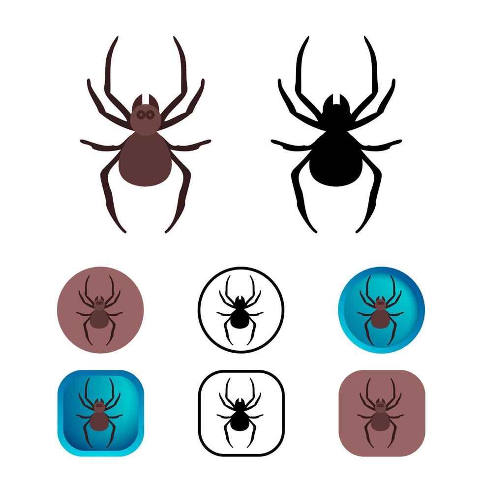 Flat Spider Arthropod Icon Collection vector