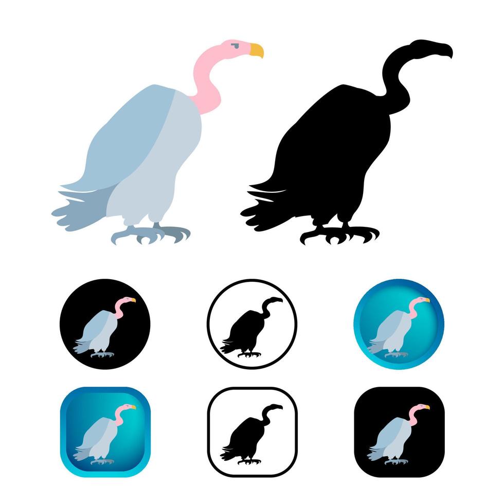 colección de iconos de aves buitre plano vector
